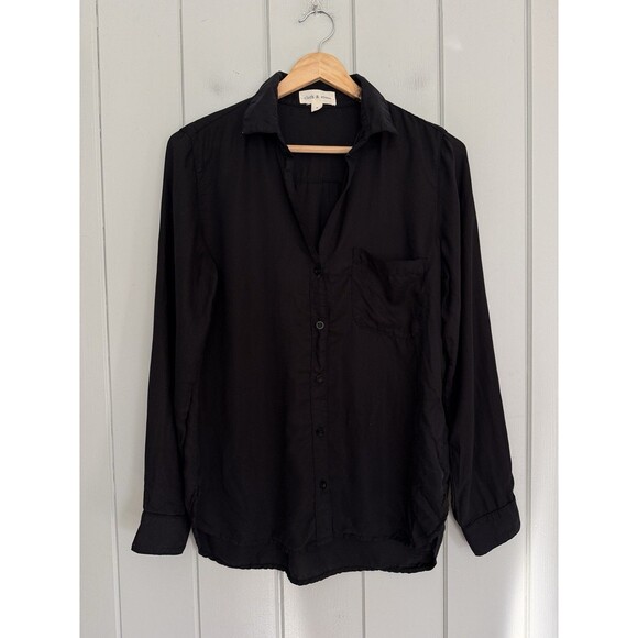 Cloth & Stone Tops - Cloth & Stone Button Down Shirt Top S Small Long Sleeve Casual Black Tencel